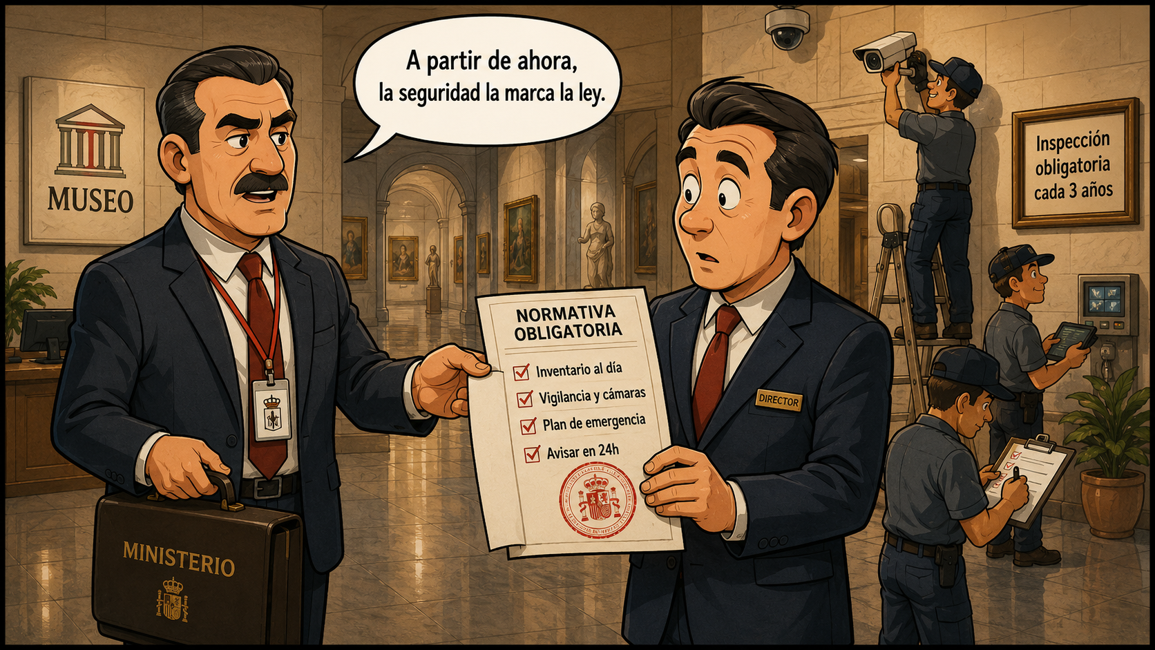 El Ministerio entrega al museo una normativa obligatoria: inventario, cámaras, plan de emergencia, avisar en 24h e inspección periódica