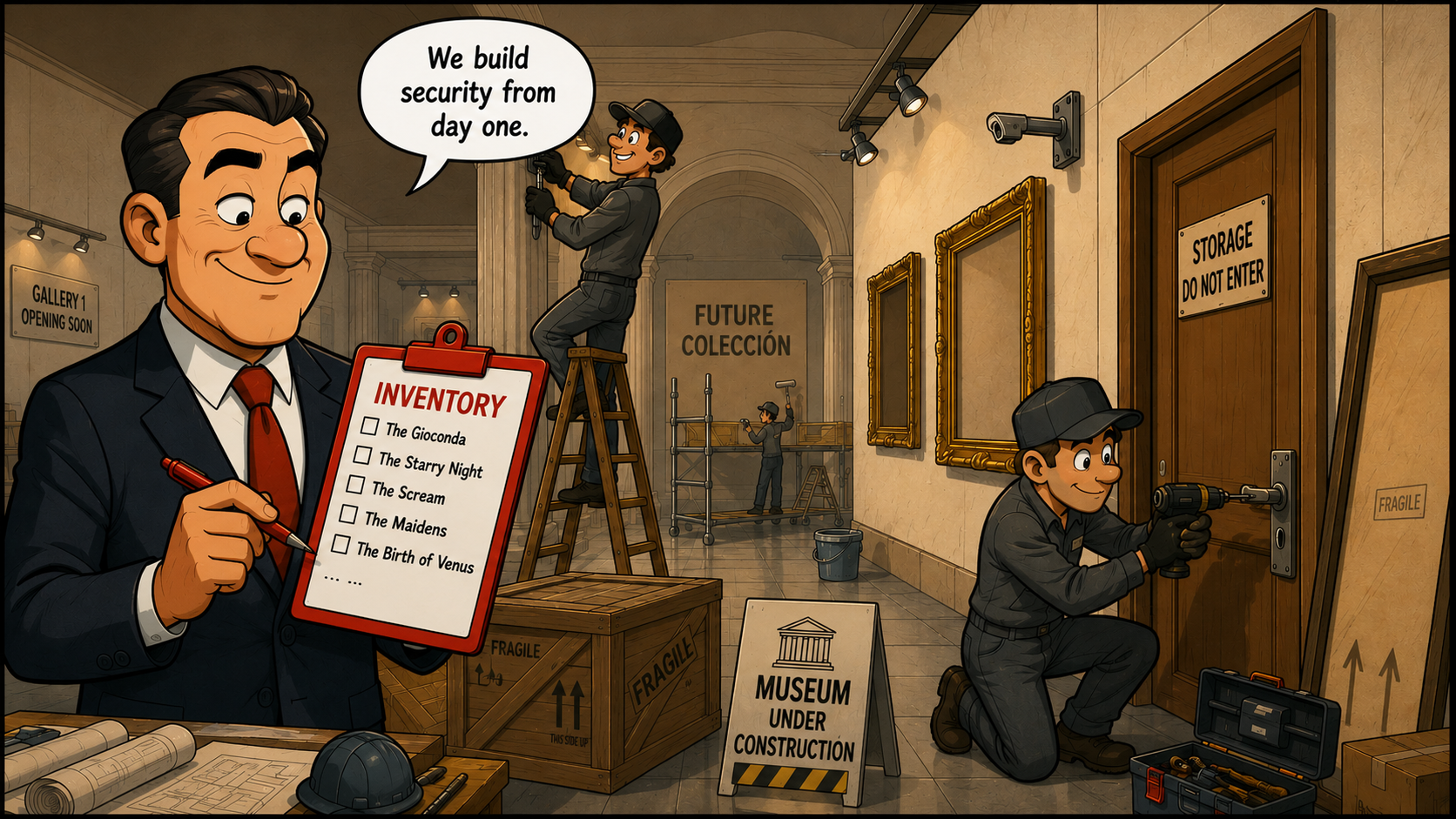 Museum under construction: installing locks, cameras and an inventory before anything else
