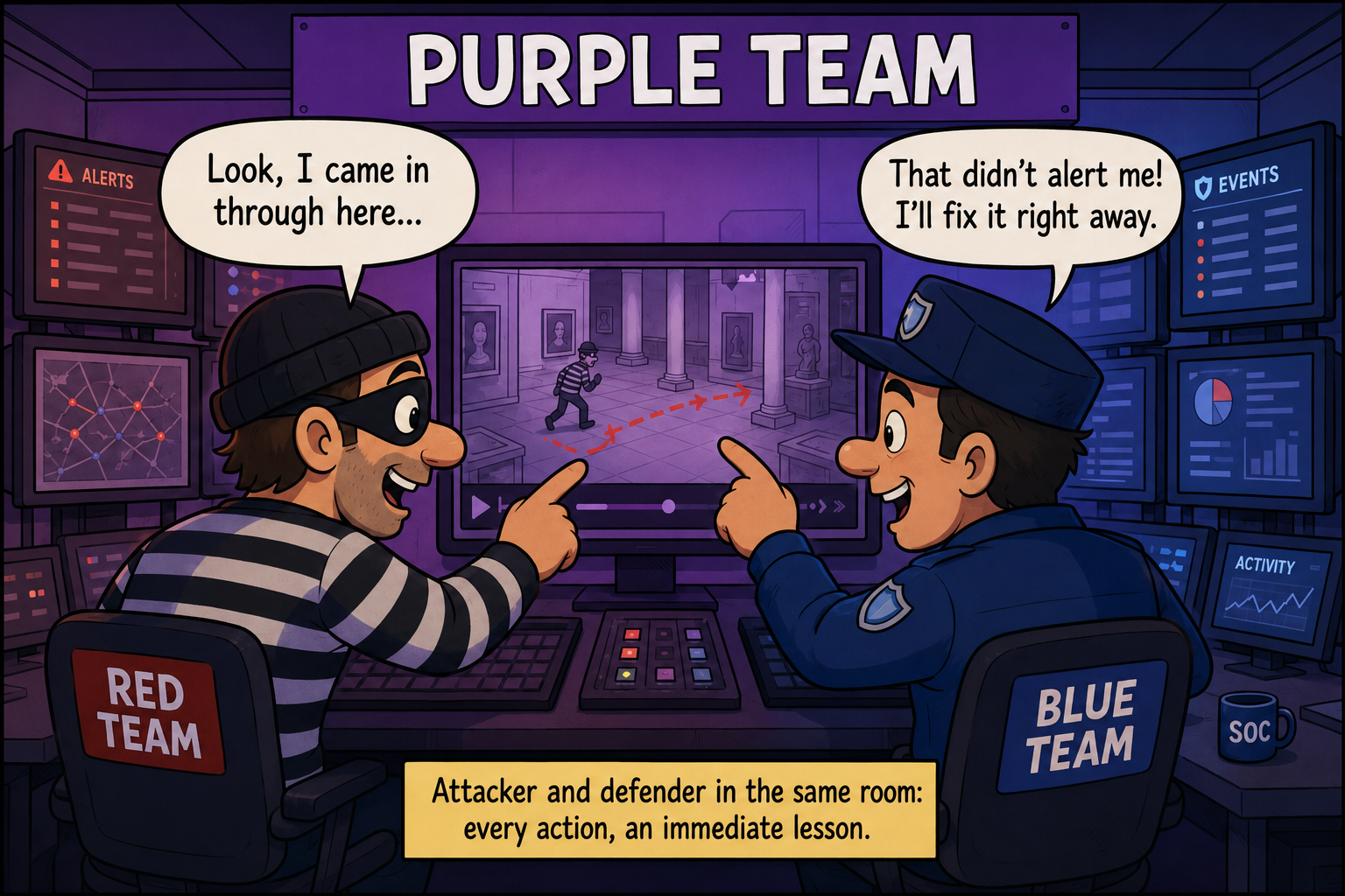 Purple Team: attacker and defender in the same room, each action an immediate lesson
