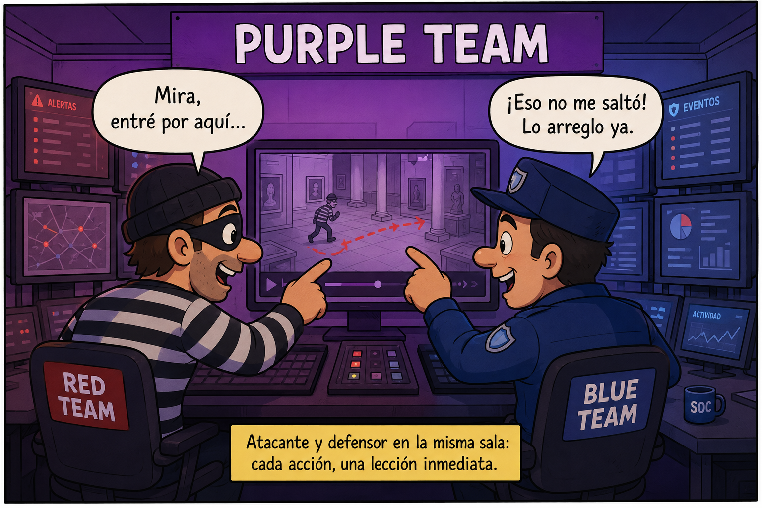 Purple Team: atacante y defensor en la misma sala, cada acción una lección inmediata