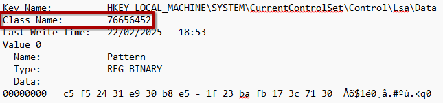 Class Name values of the LSA keys: GBG, Data, JD and Skew1