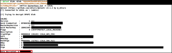 Decrypting the blob and obtaining the credential in cleartext